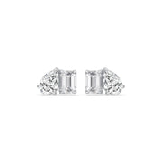 2 Carat Pear & Emerald Lab-Grown Diamond Stud Earrings