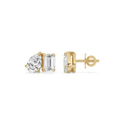 2 Carat Pear & Emerald Lab-Grown Diamond Stud Earrings