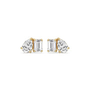 2 Carat Pear & Emerald Lab-Grown Diamond Stud Earrings