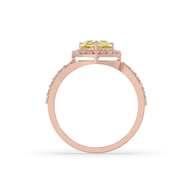 3ct Yellow Heart Soliatiare Ring with Halo