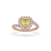 3ct Yellow Heart Soliatiare Ring with Halo