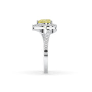 3ct Yellow Heart Soliatiare Ring with Halo