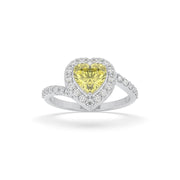 3ct Yellow Heart Soliatiare Ring with Halo