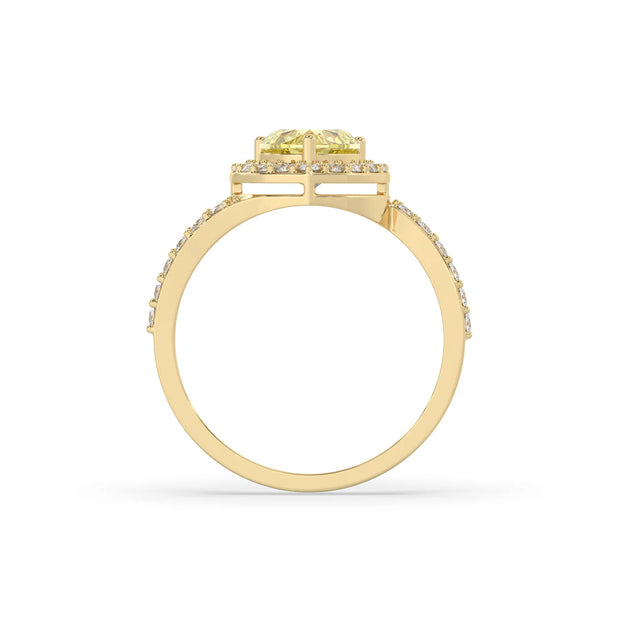 3ct Yellow Heart Soliatiare Ring with Halo