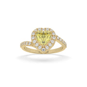 3ct Yellow Heart Soliatiare Ring with Halo