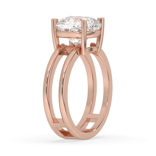 4ct Lab Grown Double Band Cushion Solitaire Ring