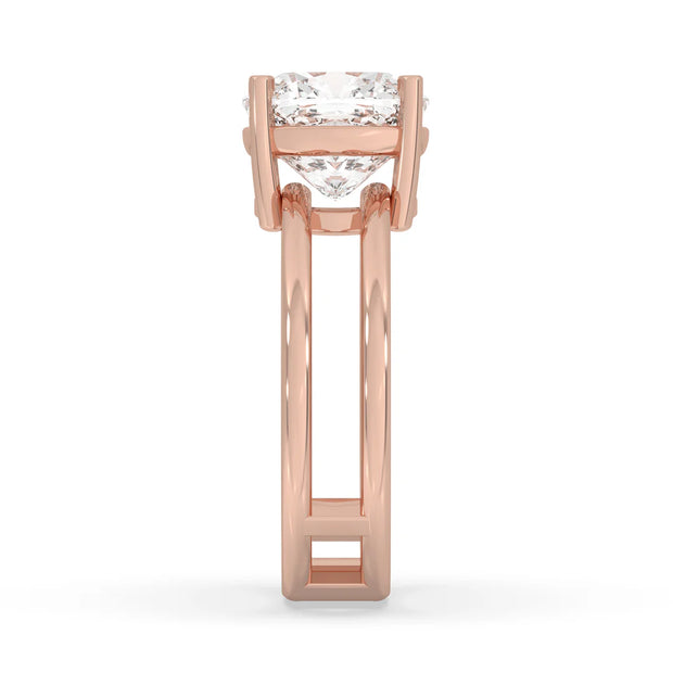4ct Lab Grown Double Band Cushion Solitaire Ring