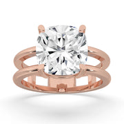 4ct Lab Grown Double Band Cushion Solitaire Ring