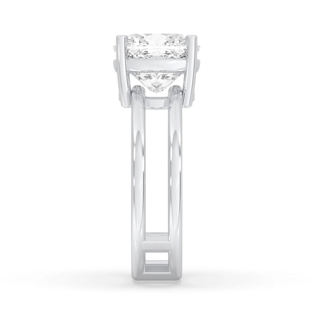 4ct Lab Grown Double Band Cushion Solitaire Ring