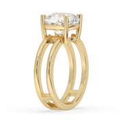 4ct Lab Grown Double Band Cushion Solitaire Ring