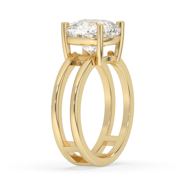 4ct Lab Grown Double Band Cushion Solitaire Ring