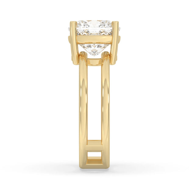4ct Lab Grown Double Band Cushion Solitaire Ring