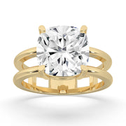 4ct Lab Grown Double Band Cushion Solitaire Ring