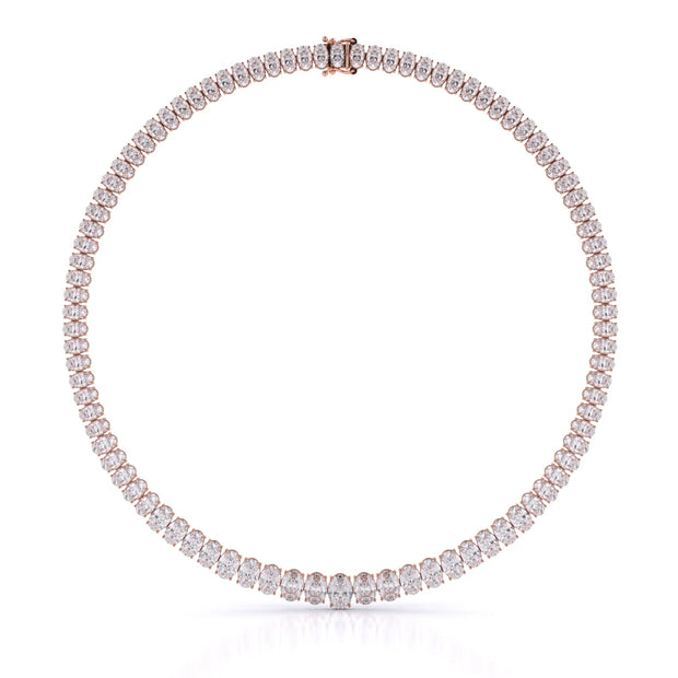 35ct Oval Cut Lab Grown Graduated Necklace