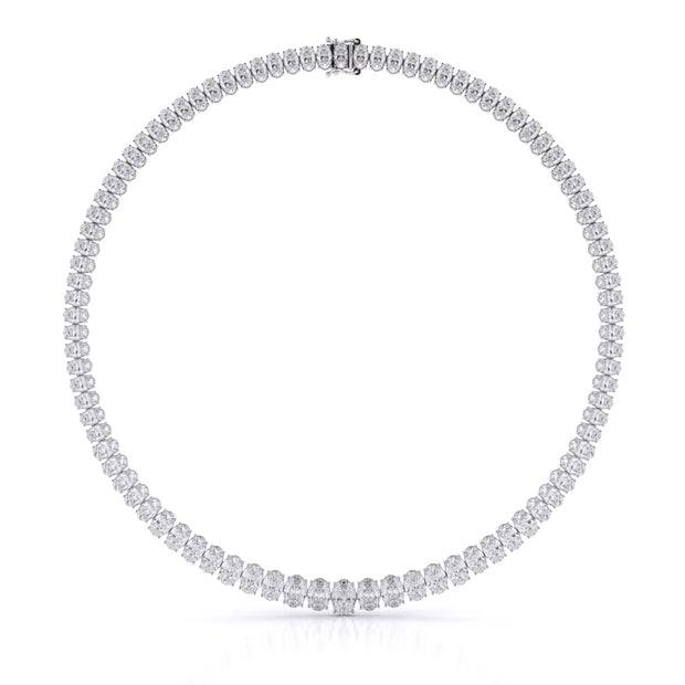 35ct Oval Cut Lab Grown Graduated Necklace