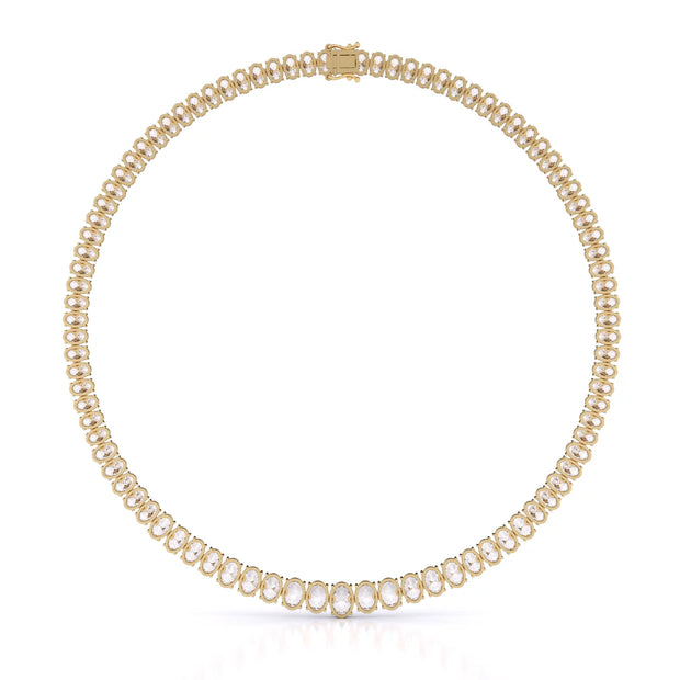 35ct Oval Cut Lab Grown Graduated Necklace