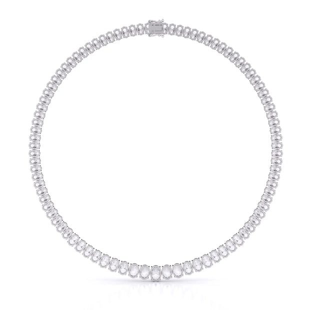 35ct Oval Cut Lab Grown Graduated Necklace