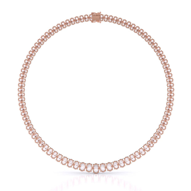 35ct Oval Cut Lab Grown Graduated Necklace