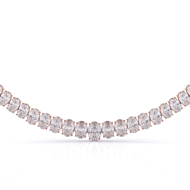 35ct Oval Cut Lab Grown Graduated Necklace