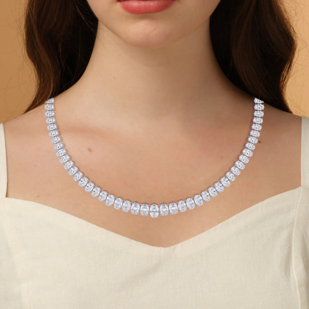 35ct Oval Cut Lab Grown Graduated Necklace