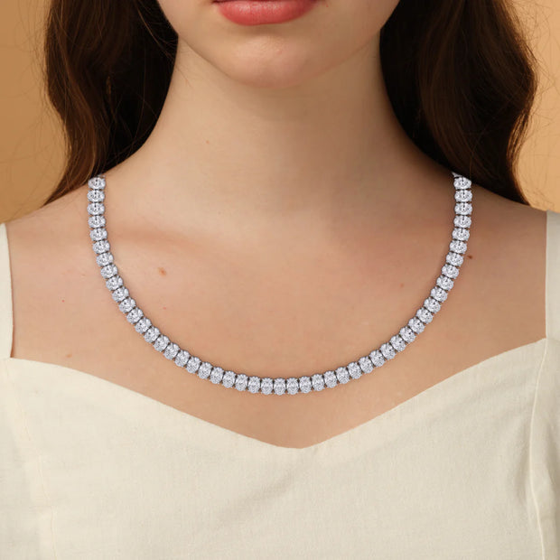 25ct Oval Cut Lab Grown Tennis Necklace