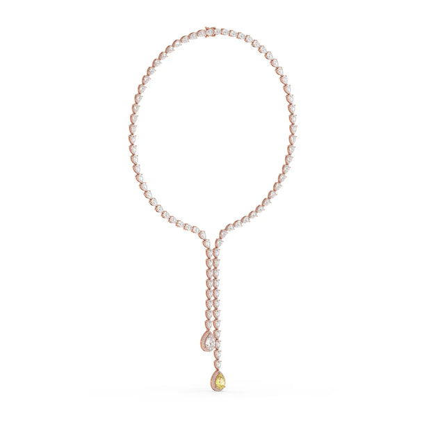 35ct High Jewelry Drop Necklace with 3ct Fancy Yellow Lab Grown Diamond