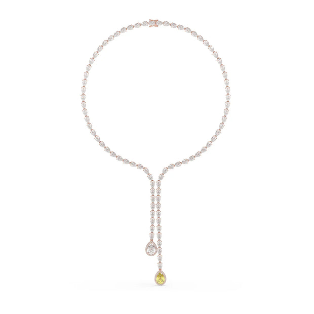 35ct High Jewelry Drop Necklace with 3ct Fancy Yellow Lab Grown Diamond