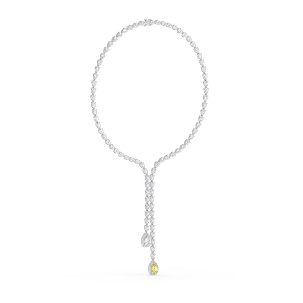 35ct High Jewelry Drop Necklace with 3ct Fancy Yellow Lab Grown Diamond