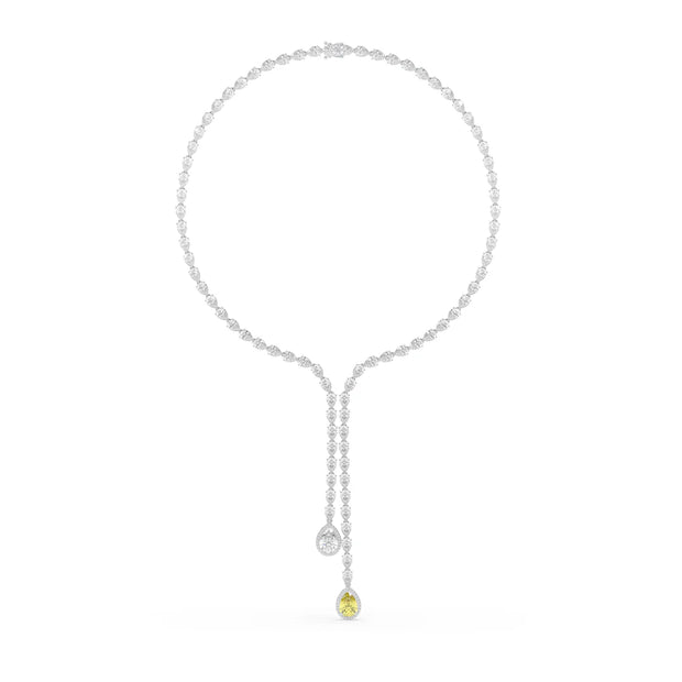 35ct High Jewelry Drop Necklace with 3ct Fancy Yellow Lab Grown Diamond