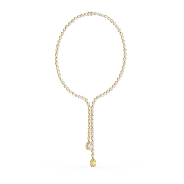 35ct High Jewelry Drop Necklace with 3ct Fancy Yellow Lab Grown Diamond