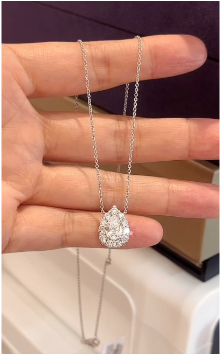 14K White Gold Lab-Grown Diamond Teardrop Pendant – 1.00 CTW D VVS2
