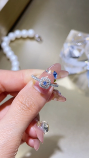 Fancy Intense Blue Diamond Ring 0.31 CTW Round-Cut 14K White Gold