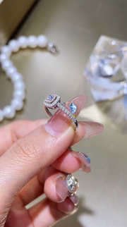 Fancy Intense Blue Diamond Ring 0.31 CTW Round-Cut 14K White Gold