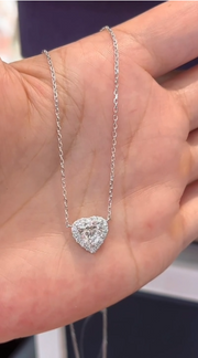 1.03 CTW Heart-Shaped Lab-Grown Diamond Pendant D VS1 in 14k White Gold IGI Certified