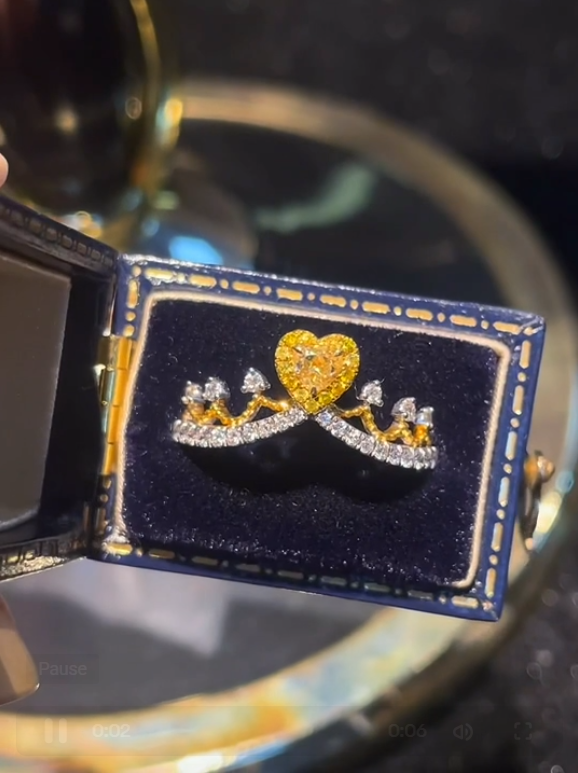 Enchanting Heart Lab Grown Yellow Diamond Ring 0.37 CTW 14K White Gold