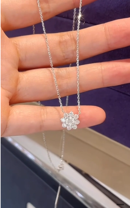 14K White Gold Lab-Grown Diamond Sunflower Pendant – 0.96 CTW