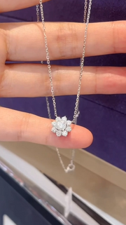 14K White Gold Lab-Grown Diamond Sunflower Pendant – 0.96 CTW