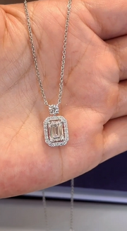 14K White Gold Lab-Grown Diamond Emerald Cut Pendant – 1.51 CTW