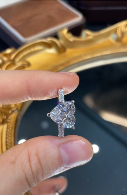 Lab-Grown Heart-Shaped Diamond Ring 3.01 CTW D-E VS1/VVS2 14K White Gold