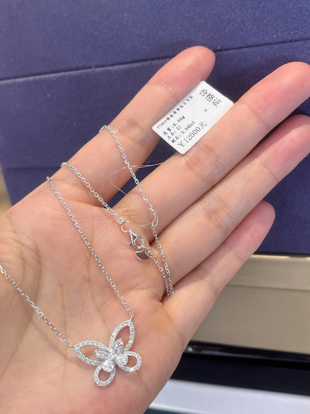 14K White Gold Lab-Grown Diamond Butterfly Pendant – 0.545 CTW