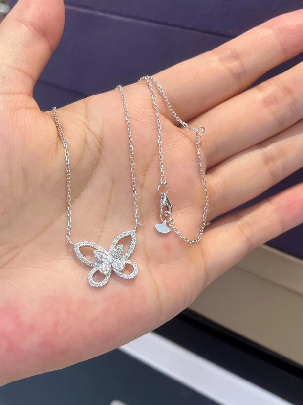 14K White Gold Lab-Grown Diamond Butterfly Pendant – 0.545 CTW