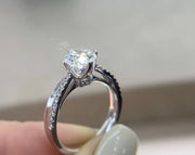 2 Ct Lab-Grown Round Diamond Ring with Side Stones in 14K White Gold