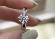2 Ct Lab-Grown Round Diamond Ring with Side Stones in 14K White Gold