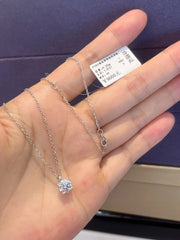 1 CT Certified Diamond Solitaire Pendant in 14K White Gold Necklace