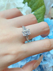 Lab-Grown 2.01 CTW Emerald-Cut Diamond Ring – 14K D–E VVS2 White Gold