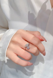 Luxury Lab Grown 1.00 CTW Pear and Round Diamond Ring 14K White Gold