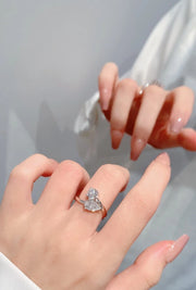 Luxury Lab Grown 1.00 CTW Pear and Round Diamond Ring 14K White Gold