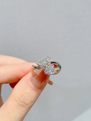 Luxury Lab Grown 1.00 CTW Pear and Round Diamond Ring 14K White Gold