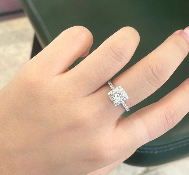 Exquisite 1.50 CTW Lab Grown Princess Cut Diamond Ring in 14K White Gold