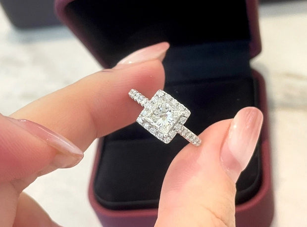 Exquisite 1.50 CTW Lab Grown Princess Cut Diamond Ring in 14K White Gold